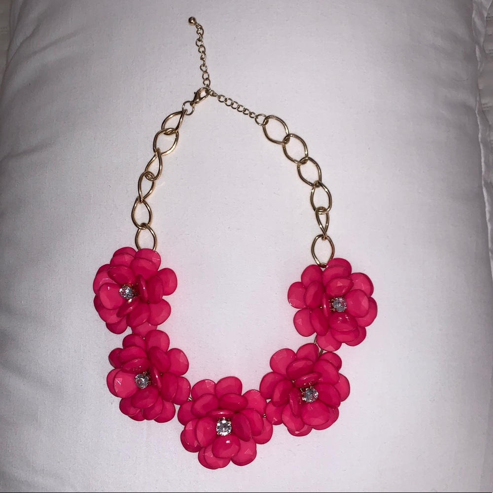 Pink flower statement necklace